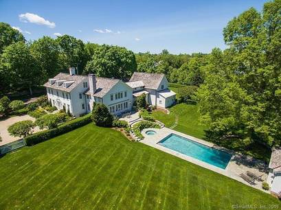 Luxury Mansion Sold in Westport CT 06880. Old colonial house near beach side waterfront with swimming pool and 4 car garage.